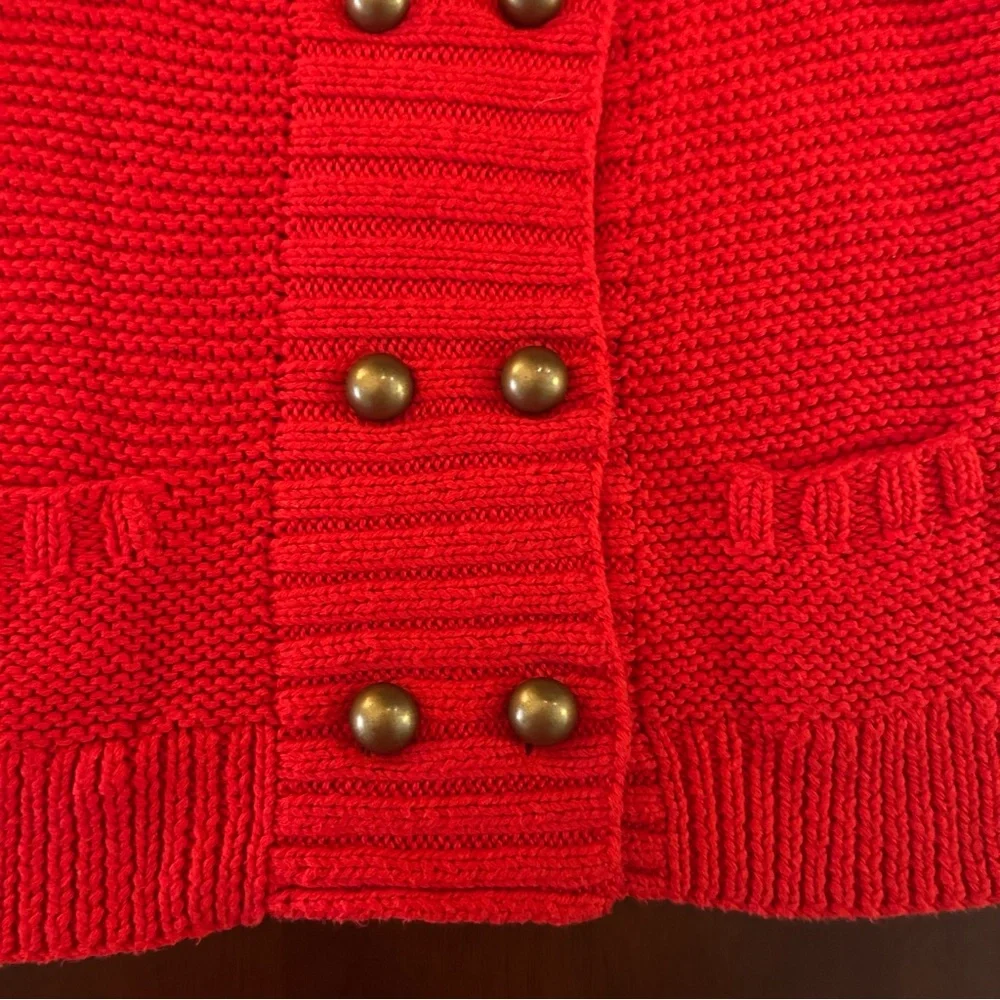 J. Crew Handknit Red Double Breasted Cardigan Chunky Sweater Women’s Size S